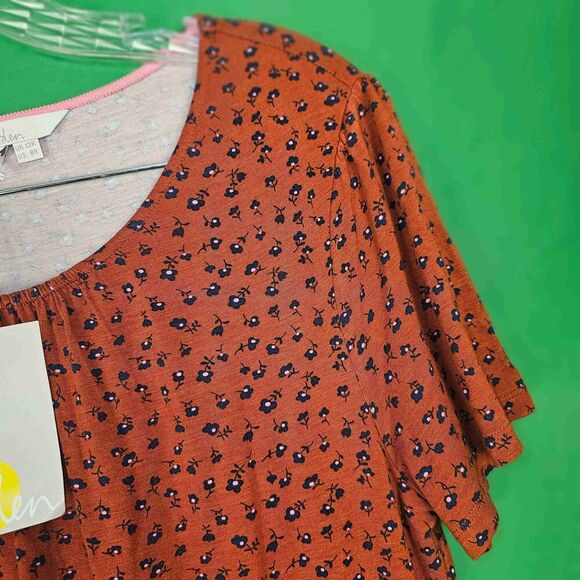 NWT Boden Womens Rust Brown Floral Day Dress 8R 8 Regular - Picture 3 of 5